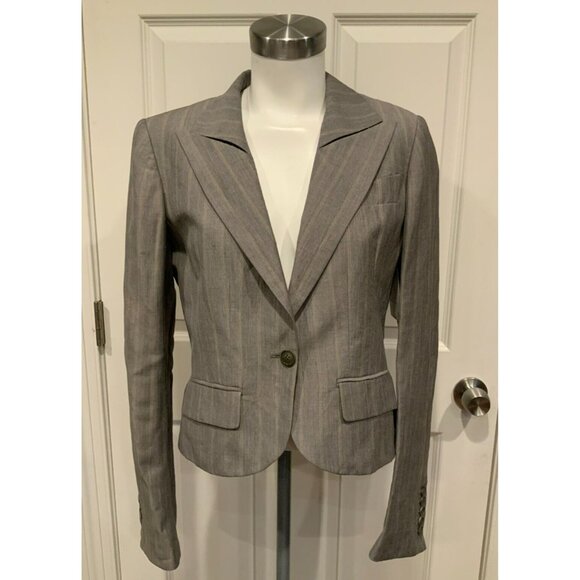 Yigal Azrouel Gray Pinstriped Blazer W/ Notched Collar, Size 6 (US) - Picture 1 of 9